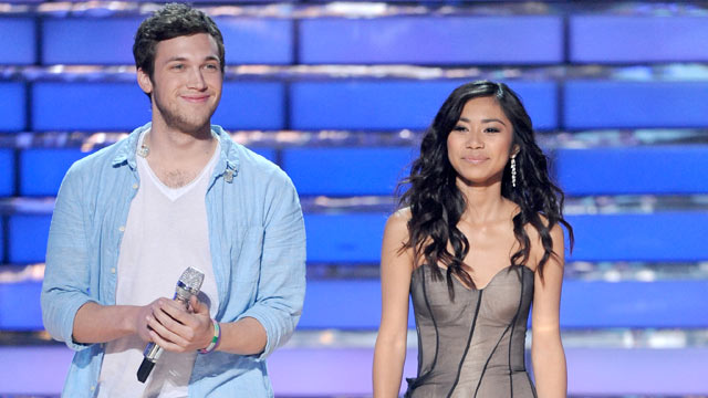 PHOTO: Phillip Phillips and Jessica Sanchez seen on the on American Idols finale night, May 22 2012.