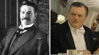 PHOTO: Archibald Gracie, right, a passenger on the Titanic, is seen in this undated file photo. Bernard Fox is seen in a scene from the movie "Titanic" portraying Archibald Gracie.