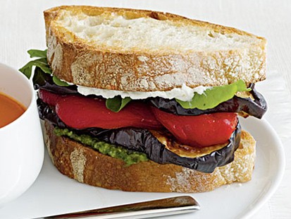 Cooking Light's eggplant and goat cheese sandwiches are shown here.