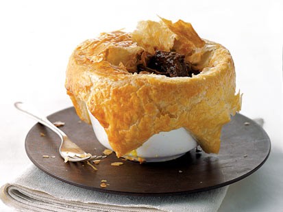 Gourmet Comfort's beef and Guinness pie is shown here.