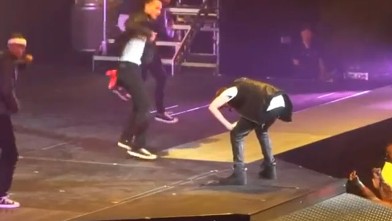 PHOTO: Justin Bieber throws up on stage in this YouTube video.