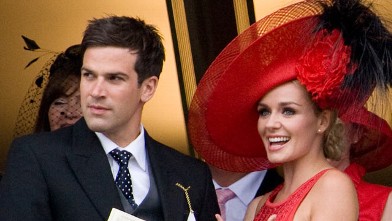 PHOTO: Katherine Jenkins and boyfriend Gethin Jones watch the racing on Day 2 of Royal Ascot at Ascot Racecourse on June 15, 2011 in Ascot, England.