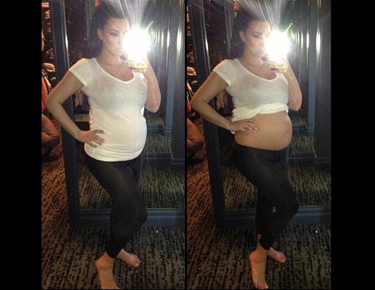 Kim Reveals Sizable Belly