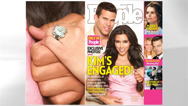 PHOTO: Kim Kardashian and Kris Humphries announce their engagement.