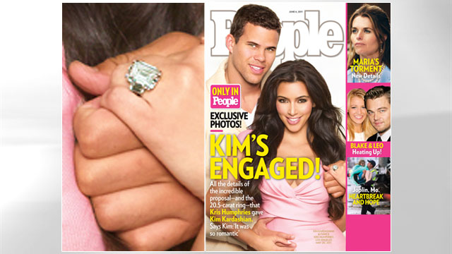 PHOTO: Kim Kardashian and Kris Humphries announce their engagement.