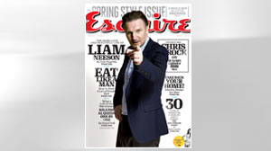 PHOTO: Cover promo of the March 2011 Esquire magazine, featuring actor Liam Neeson.