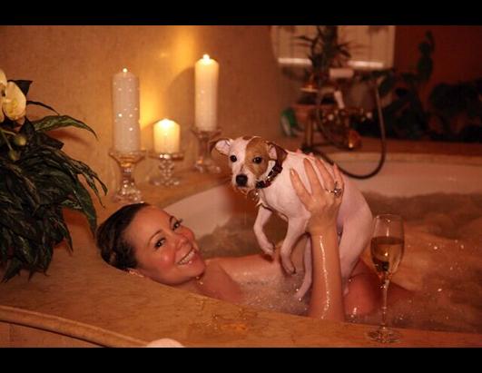 Mariah Carey's Dog Crashes Her Bubble Bath