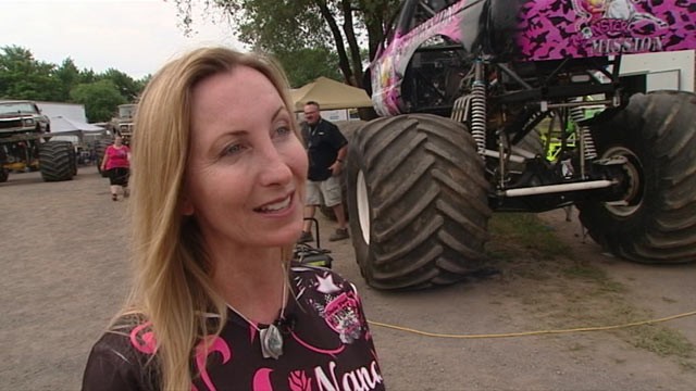 PHOTO: Nancy Olson is part of a growing pool of women going up against the guys in the mega-macho sport of monster truck racing, while balancing the demands of family life.