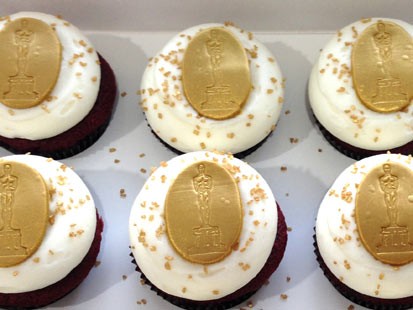 Georgetown Cupcake's red velvet Oscar cupcake is shown here.