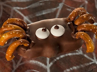 Reese's peanut butter pumpkin spiders are shown here.
