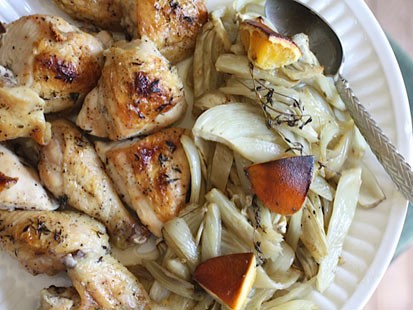 Rachel Willen's honey-orange roasted chicken with fennel is shown here.