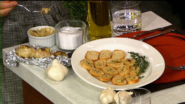 PHOTO: Carla Hall's roasted garlic spread is shown here.