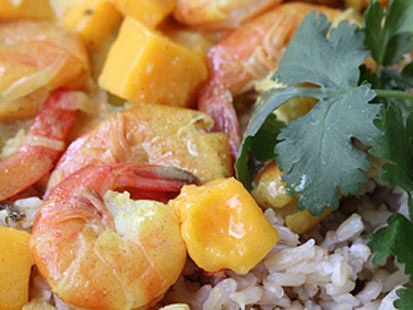 Erin Chase's shrimp mango curry is shown here.