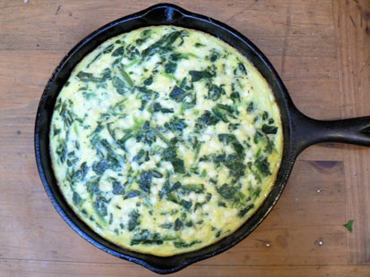 Diane Henderiks' spinach frittata is shown here.