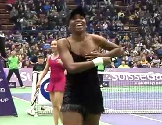 Tennis wardrobe malfunction. 