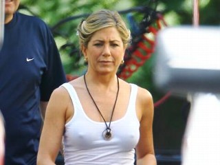 Photos: Jennifer Aniston On Set in Cut Off Jean Shorts