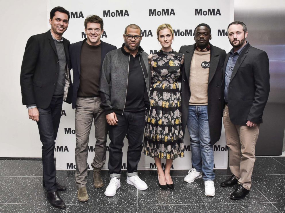 PHOTO: Moderator Rajendra Roy, Producer Jason Blum, director Jordan Peele, actress Allison Williams, actor Daniel Kaluuya, and producer Sean McKittrick attend the MoMAs Contenders Screening of Get Out at MOMA, Nov. 15, 2017, in New York City.