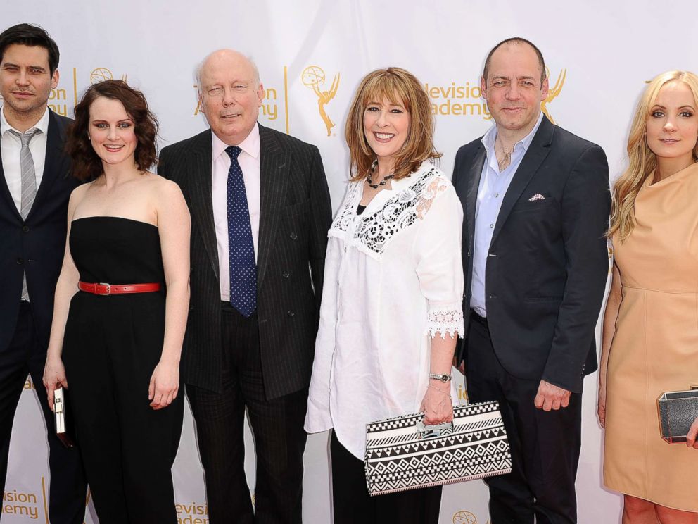 PHOTO: Rob James-Collier, Sophie McShera, Julian Fellowes, Phyllis Logan, Gareth Neame and Joanne Froggatt attend a Downton Abbey event at Paramount Studios on May 3, 2014 in Hollywood, Calif.