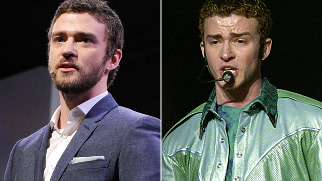 PHOTO: Justin Timberlake in 2012, right, and 2001.
