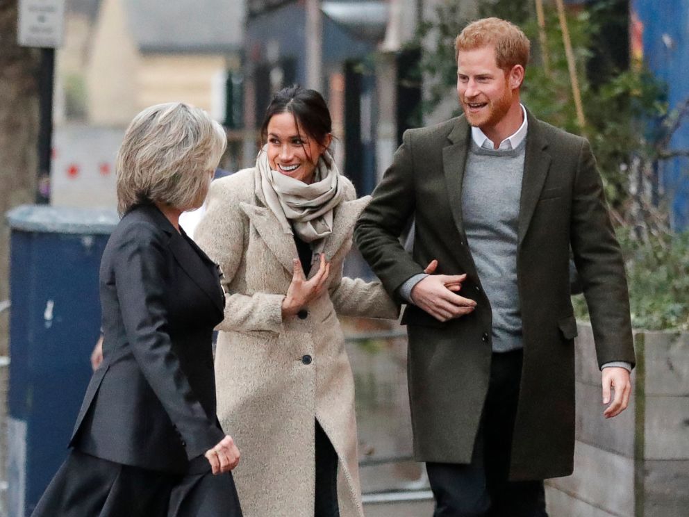 PHOTO: Prince Harry and his fiancee Meghan Markle arrive for their visit to the Reprezent 107.3 FM radio station in Brixton, south London, Jan. 9, 2018. 
