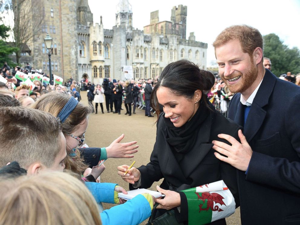 PHOTO: Prince Harry and Meghan Markle visit Cardiff Castle, an iconic building with a history dating back 2,000 years, Jan. 18, 2018, in Cardiff, Wales.