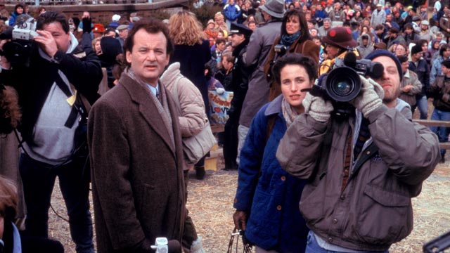 PHOTO: Bill Murray, left, Andie MacDowell and Chris Elliot, in a scene from the movie, "Groundhog Day."