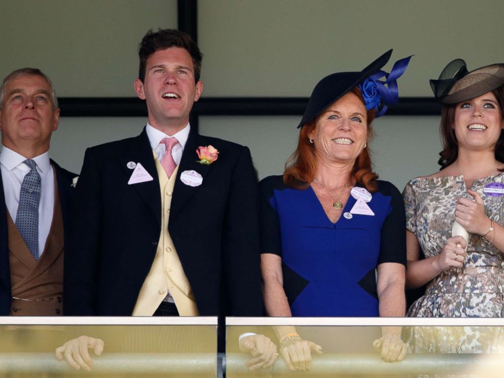 PHOTO: Prince Andrew, Duke of York, Jack Brooksbank, Sarah Ferguson, Duchess of York and Princess Eugenie watch the racing as they attend day 4 of Royal Ascot at Ascot Racecourse, June 19, 2015, in Ascot, England.