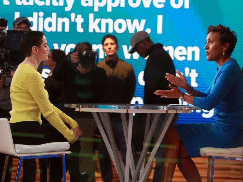 PHOTO: Rose McGowan speaks to Robin Roberts on ABCs Good Morning America, Jan. 30, 2018.