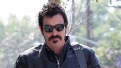 PHOTO: Ewan McGregor is unrecognizable as he debuts new jet black hair and matching mustache after a day at the salon in Los Angeles, May 21, 2013.