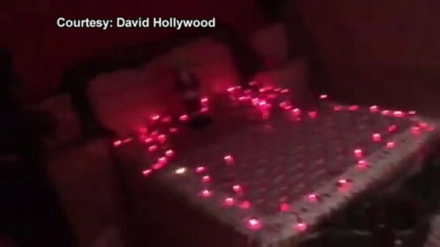Friends in Dublin, Ireland turn roommates bedroom into a Christmas wonderland.