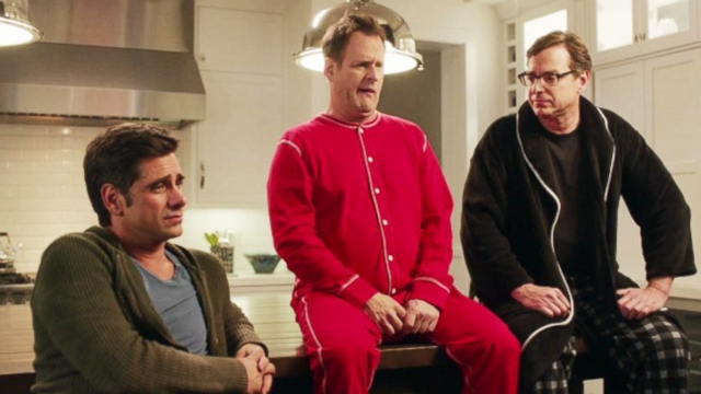 VIDEO: Get a first look at John Stamos, Bob Saget and Dave Coulier appearing in Dannon Oikos 2014 Super Bowl commercial.