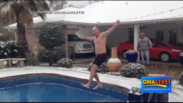 Cold Pool Jump Video Dad Jumps In Freezing Pool After Losing Bet Video
