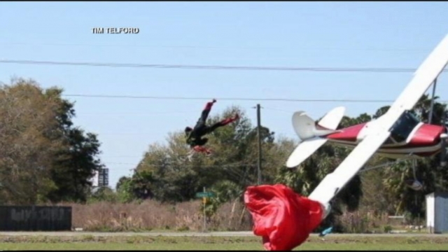 VIDEO: The mid-air incident caught on camera leaves them both without serious injury.