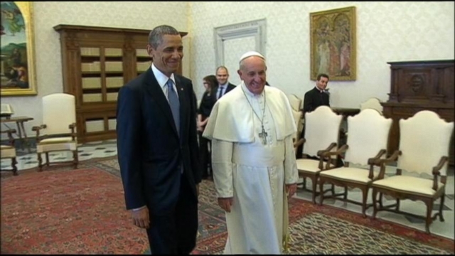 VIDEO: The president says he is a "great admirer" of the pontiff during their hour long meeting in the Vatican.