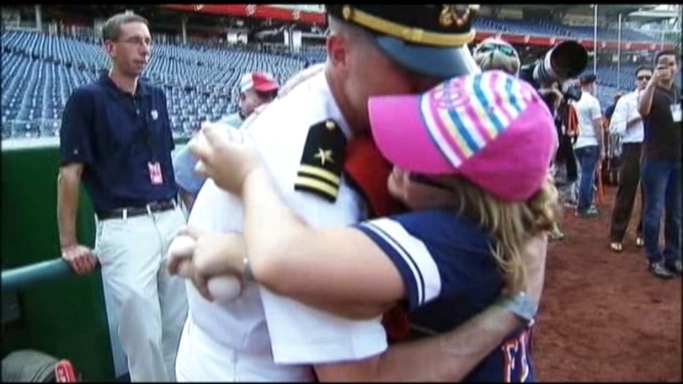 VIDEO: Navy Lieutenant Surprises Kids at Nationals Game