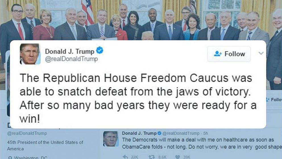 WATCH:  Trump goes on Twitter rant about Clintons, health care