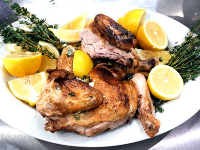 Crispy pan roasted chicken