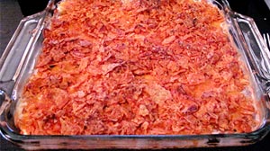 Photo: An enchilada casserole, hot out of the oven.