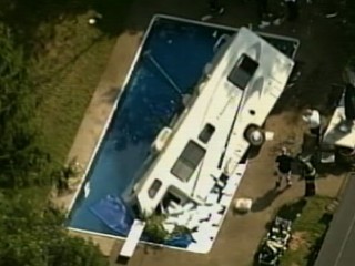 Watch: RV Plunges Into Brockton, Mass., Pool