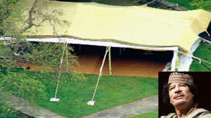 Gaddafis Tent Blocked by Stop Work Order