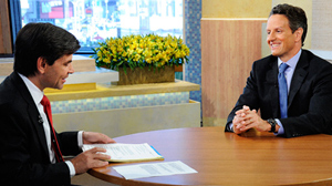 PHOTO ABC News? George Stephanopoulos interviews Treasury Secretary Timothy Geithner.