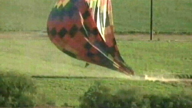 VIDEO: Five passengers were onboard as the balloon was knocked down by heavy winds.