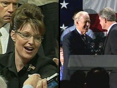 VIDEO: The vice president and his former opponent spar on the campaign trail.