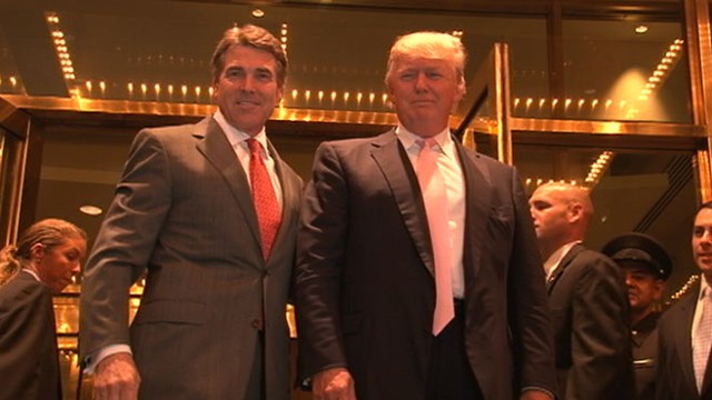 VIDEO: GOP front-runner arrives in New York City to discuss jobs with business mogul.