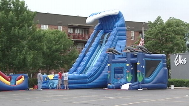 VIDEO: Thirteen children were injured when an inflatable bounce house went soaring.