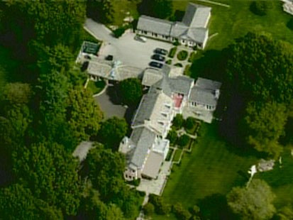A picture of a mansion from aboave.