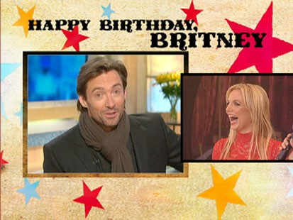 A picture of Hugh Jackman wishing Britney a happy birthday.