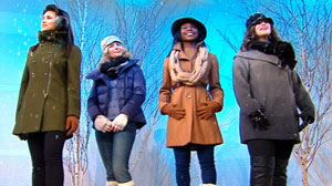 PHOTO Four models show off coats fashionable for office, evening, weekends and every day.