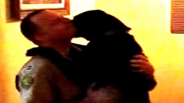 VIDEO: Lt. Gary Daugherty?s dog reacts when he comes home after six-month deployment.