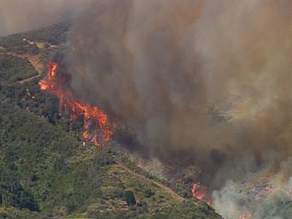 More than 200 acres of land burned yesterday as winds carried the fire.